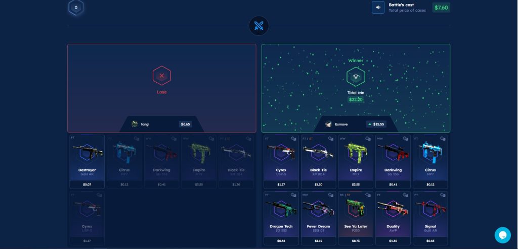 Types of Case Battles on CSGO-SKINS.com